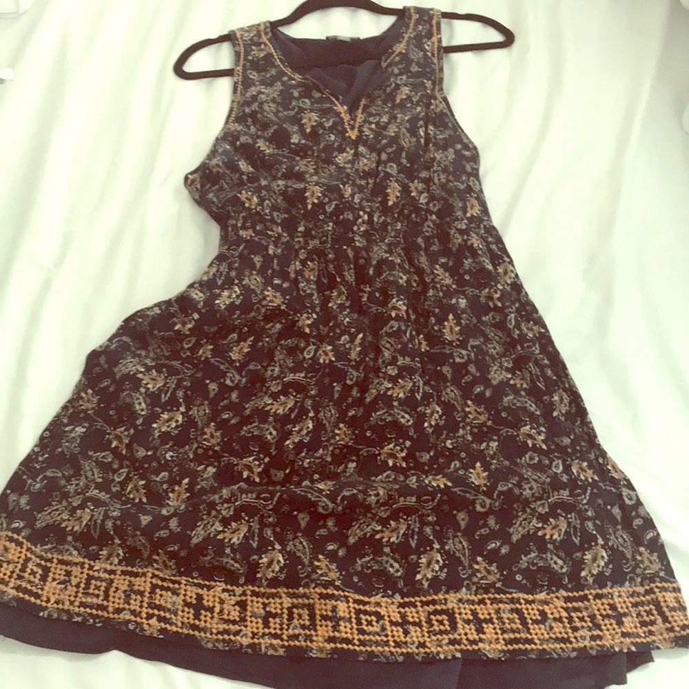 Navy and Orange detailed boho dress
